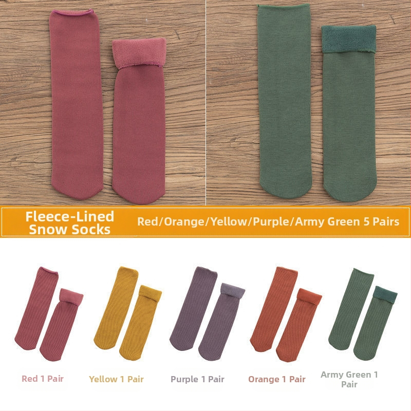 Naiste poolsääreni ulatuvad fliisvoodriga paksud villased sokid, soojad froteest sügis- ja talveune sokid, ühevärvilised põrandasokid