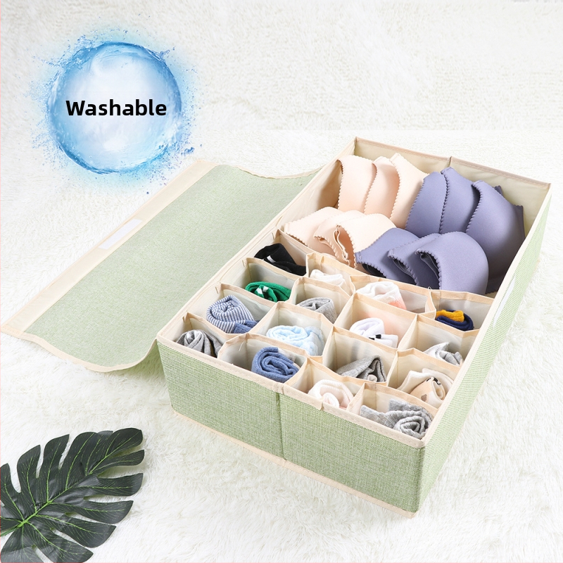 Nauja medvilninė ir lininė apatinių laikymo dėžė iš audinio, sulankstoma, daugiasluoksnė liemenėlės organizavimo dėžutė su dengta apatinių kojinių dulkių dėžute
