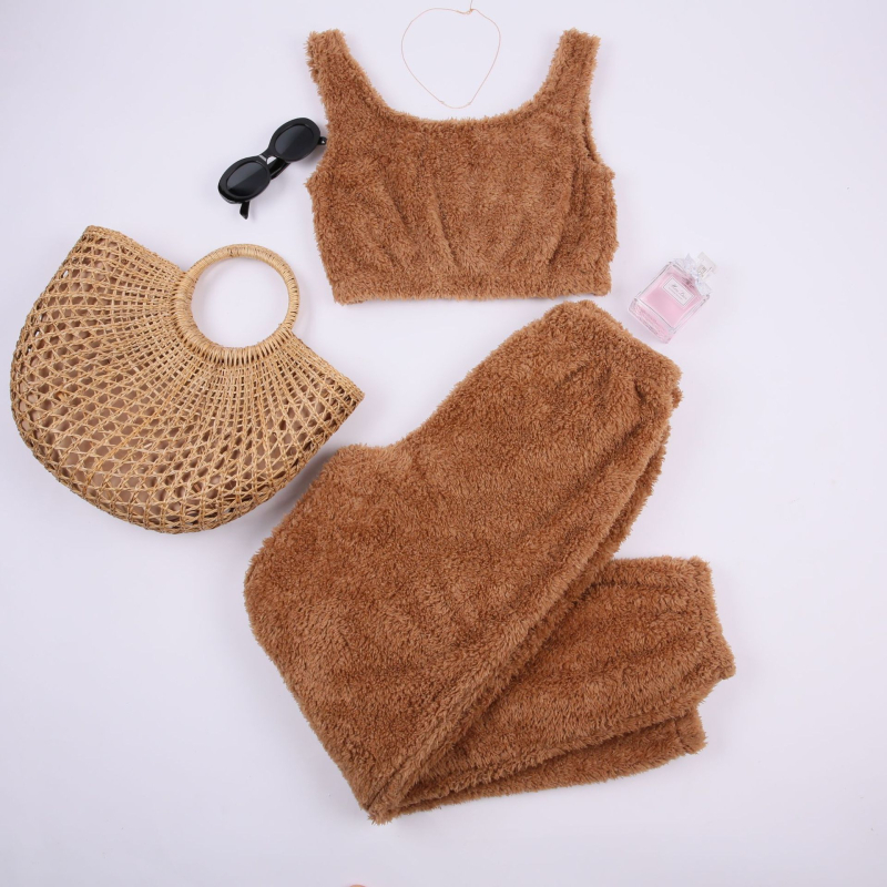 Noi explozii toamna și iarna transfrontalieră gâscă puf femei casual două piese vestă pantaloni sport combinație costum Acasă femei îmbrăcăminte