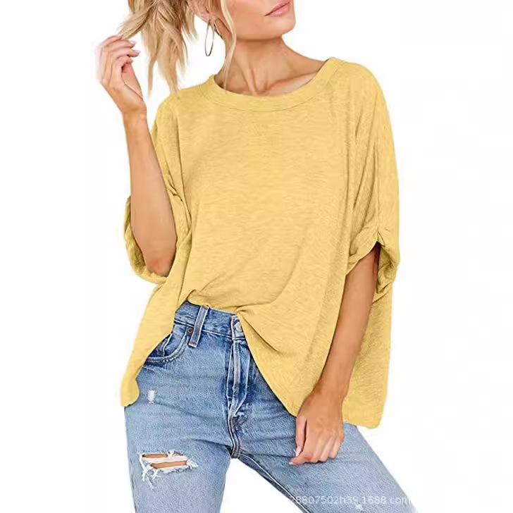 2024. Europska i američka prekogranična vanjska trgovina Amazon ljeto nova ženska plus size ležerna majica kratkih rukava širokih rukava za žene