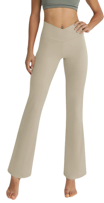 Amazon Crossborder Νέα Υψηλή Μέση σε σχήμα V Cross Leisure Sports Fitness Γυμνό Παντελόνι Γιόγκα με Κέρατο Ισχίου για Γυναίκες