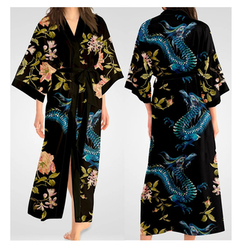 Νέο διασυνοριακό εξωτερικό εμπόριο Harajuku τυπωμένο μελάνι τοπίου μακρύ ανδρικό και γυναικείο παλτό ζώνη πιτζάμες μανδύα ζακέτα