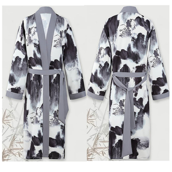 Νέο διασυνοριακό εξωτερικό εμπόριο Harajuku τυπωμένο μελάνι τοπίου μακρύ ανδρικό και γυναικείο παλτό ζώνη πιτζάμες μανδύα ζακέτα