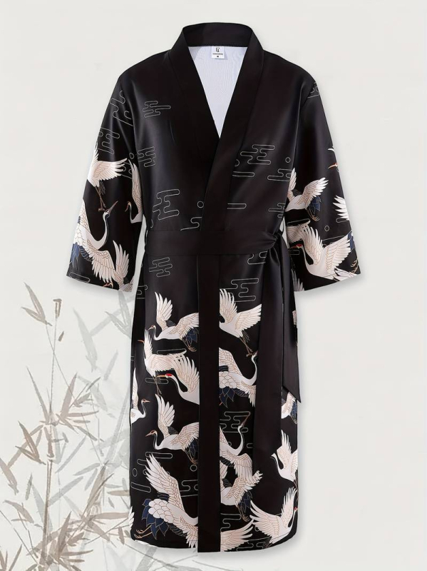 Novi prekogranični vanjskotrgovinski Harajuku otisnuti tintom krajolik dugi muški i ženski kaput s pojasom, pidžama, ogrtač, kardigan