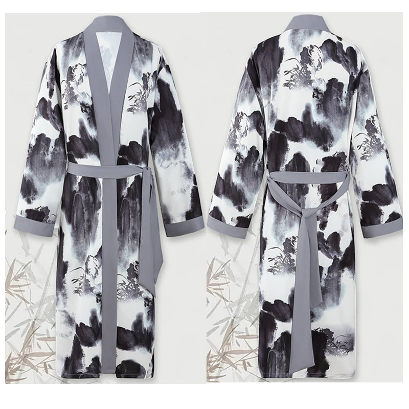 Novi prekogranični vanjskotrgovinski Harajuku otisnuti tintom krajolik dugi muški i ženski kaput s pojasom, pidžama, ogrtač, kardigan