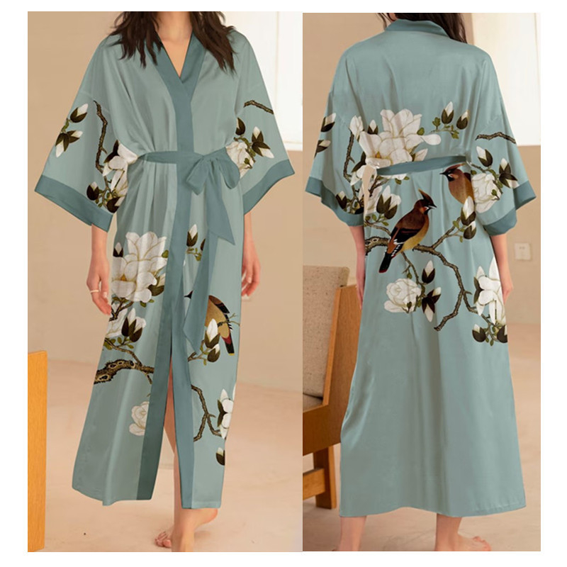 Novi prekogranični vanjskotrgovinski Harajuku otisnuti tintom krajolik dugi muški i ženski kaput s pojasom, pidžama, ogrtač, kardigan