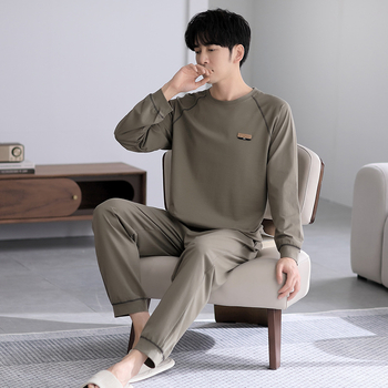 Kodu Riided Meeste pidžaamad Meeste puhtast puuvillast uued vabaajaülikonnad Puhas puuvillast lihtsad vabaajaülikonnad Kevad- ja sügisriided Luksuslikud Sense pidžaamad