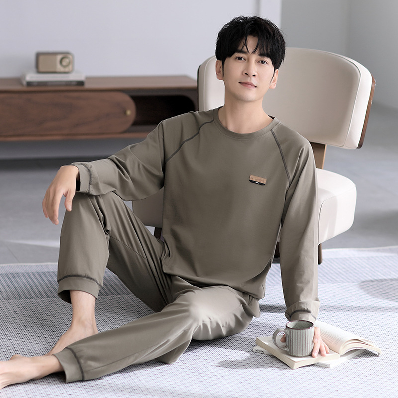 Kodu Riided Meeste pidžaamad Meeste puhtast puuvillast uued vabaajaülikonnad Puhas puuvillast lihtsad vabaajaülikonnad Kevad- ja sügisriided Luksuslikud Sense pidžaamad