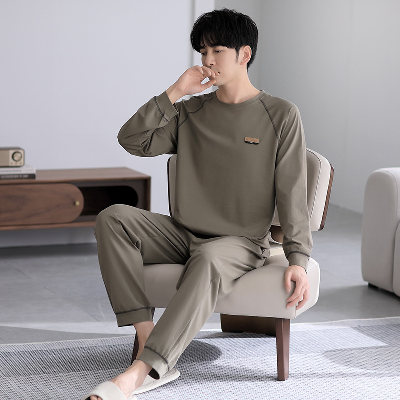 Kodu Riided Meeste pidžaamad Meeste puhtast puuvillast uued vabaajaülikonnad Puhas puuvillast lihtsad vabaajaülikonnad Kevad- ja sügisriided Luksuslikud Sense pidžaamad