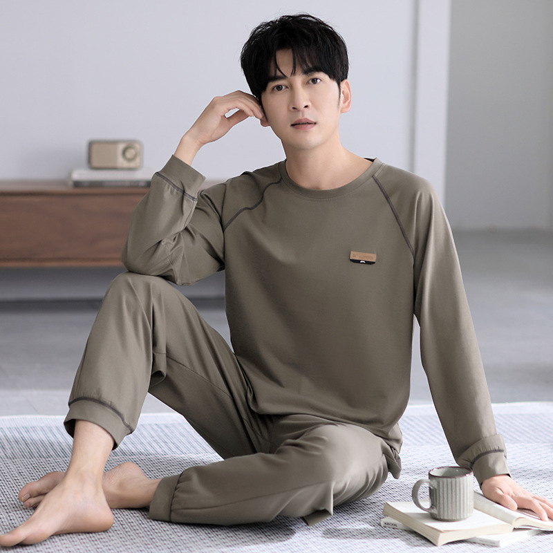 Kodu Riided Meeste pidžaamad Meeste puhtast puuvillast uued vabaajaülikonnad Puhas puuvillast lihtsad vabaajaülikonnad Kevad- ja sügisriided Luksuslikud Sense pidžaamad