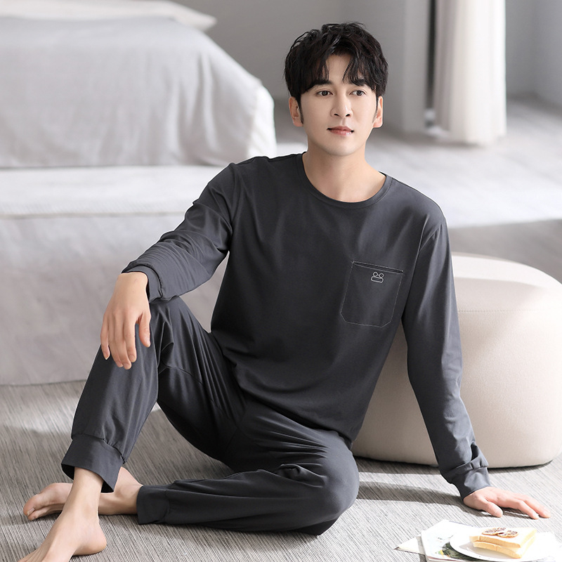 Kodu Riided Meeste pidžaamad Meeste puhtast puuvillast uued vabaajaülikonnad Puhas puuvillast lihtsad vabaajaülikonnad Kevad- ja sügisriided Luksuslikud Sense pidžaamad