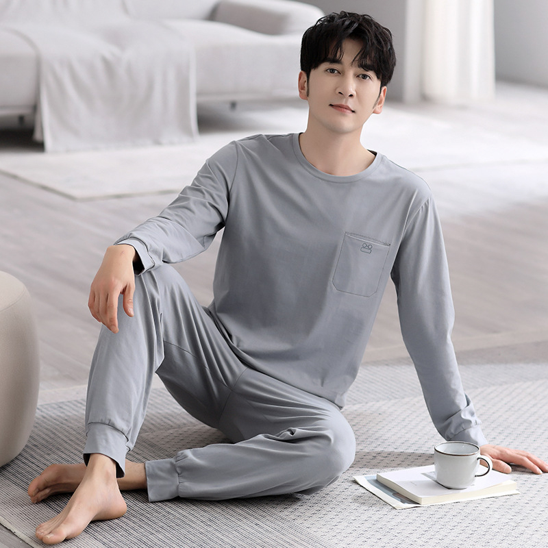 Kodu Riided Meeste pidžaamad Meeste puhtast puuvillast uued vabaajaülikonnad Puhas puuvillast lihtsad vabaajaülikonnad Kevad- ja sügisriided Luksuslikud Sense pidžaamad