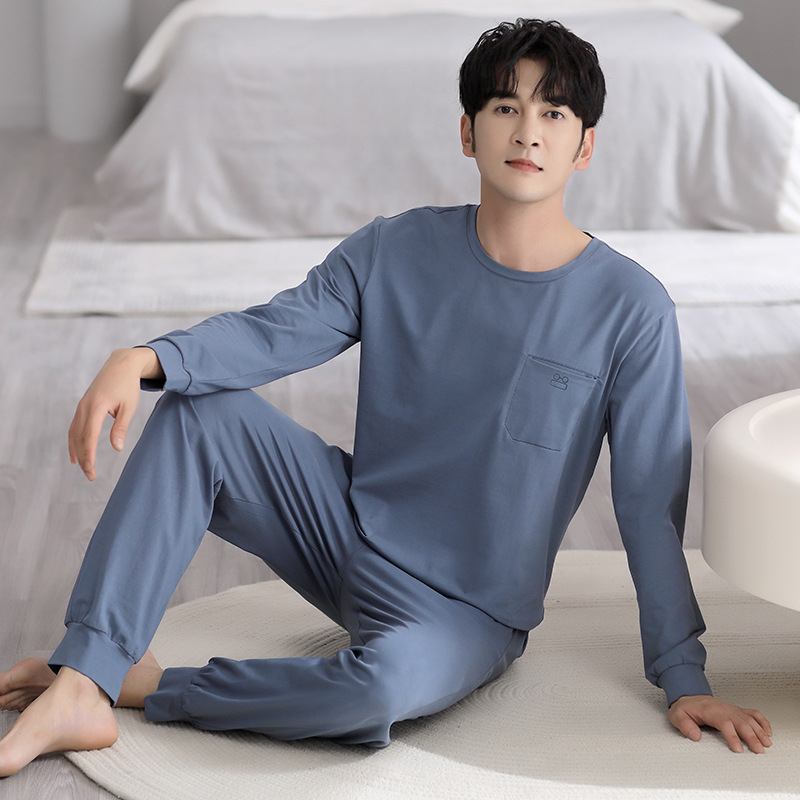 Kodu Riided Meeste pidžaamad Meeste puhtast puuvillast uued vabaajaülikonnad Puhas puuvillast lihtsad vabaajaülikonnad Kevad- ja sügisriided Luksuslikud Sense pidžaamad