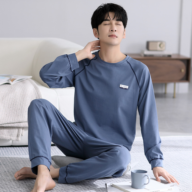 Kodu Riided Meeste pidžaamad Meeste puhtast puuvillast uued vabaajaülikonnad Puhas puuvillast lihtsad vabaajaülikonnad Kevad- ja sügisriided Luksuslikud Sense pidžaamad