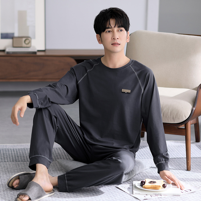 Kodu Riided Meeste pidžaamad Meeste puhtast puuvillast uued vabaajaülikonnad Puhas puuvillast lihtsad vabaajaülikonnad Kevad- ja sügisriided Luksuslikud Sense pidžaamad