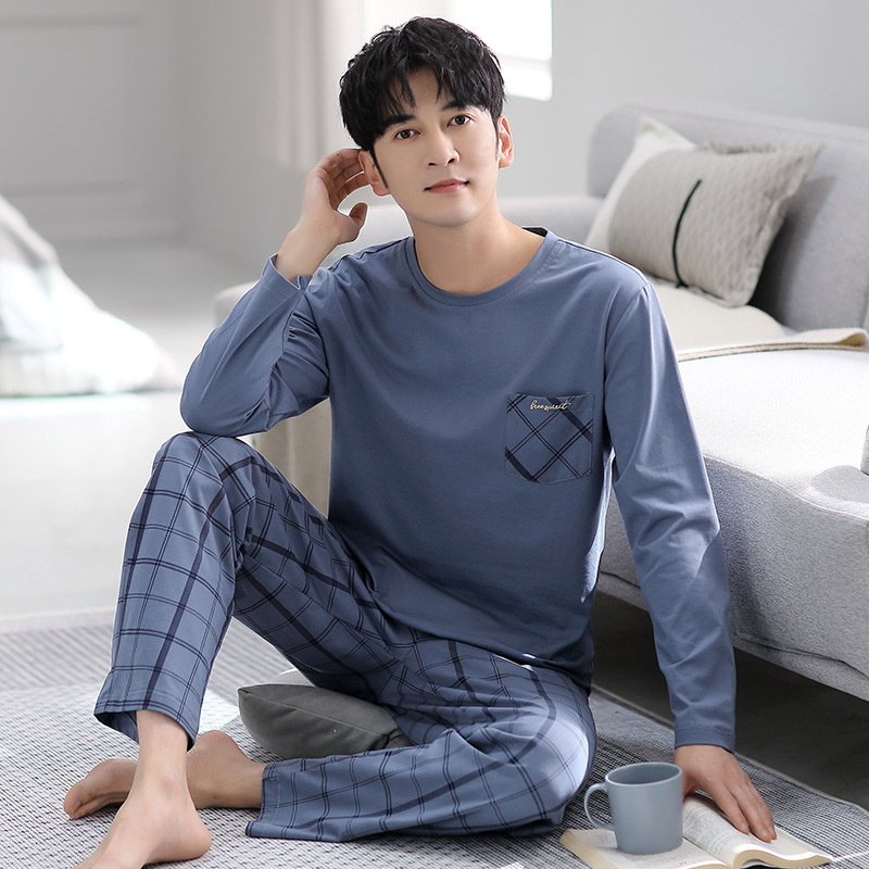 Kodu Riided Meeste pidžaamad Meeste puhtast puuvillast uued vabaajaülikonnad Puhas puuvillast lihtsad vabaajaülikonnad Kevad- ja sügisriided Luksuslikud Sense pidžaamad