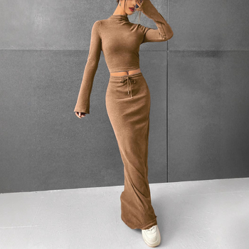 2024 Amazon Ebay Ευρωπαϊκό και Αμερικανικό Εξωτερικό Εμπόριο Γυναικείο Διασυνοριακό AliExpress Μονόχρωμο Παντελόνι Μακρυμάνικο Δύο Τεμαχίων Γκρι Βαμβακερό