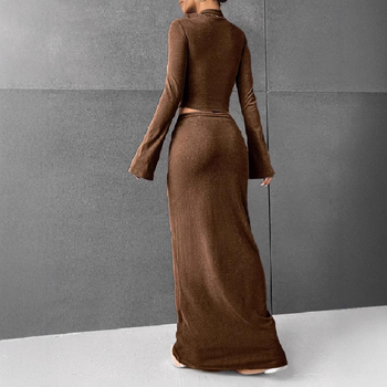 2024 Amazon Ebay Ευρωπαϊκό και Αμερικανικό Εξωτερικό Εμπόριο Γυναικείο Διασυνοριακό AliExpress Μονόχρωμο Παντελόνι Μακρυμάνικο Δύο Τεμαχίων Γκρι Βαμβακερό