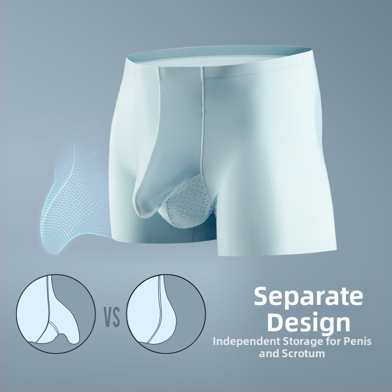 Veľkoobchodná továreň New Ice Silk gun egg separation pánska spodná bielizeň so stredným pásom bezšvíkové boxerky priedušné sexy boxerky