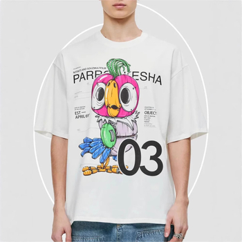 European Station Νέο διασκεδαστικό αρκουδάκι με φαρδιά ντεκολτέ σε στυλ Lazy, κοντομάνικο μπλουζάκι 200g από καθαρό βαμβάκι, μοντέρνο στυλ Hip-Hop