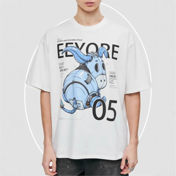 European Station Νέο διασκεδαστικό αρκουδάκι με φαρδιά ντεκολτέ σε στυλ Lazy, κοντομάνικο μπλουζάκι 200g από καθαρό βαμβάκι, μοντέρνο στυλ Hip-Hop