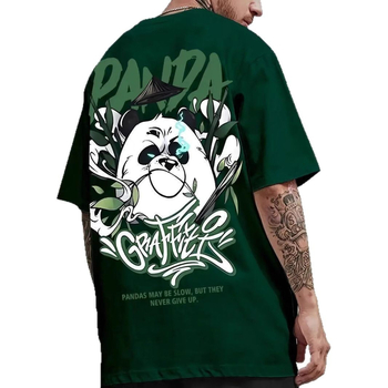 European Station Νέο διασκεδαστικό αρκουδάκι με φαρδιά ντεκολτέ σε στυλ Lazy, κοντομάνικο μπλουζάκι 200g από καθαρό βαμβάκι, μοντέρνο στυλ Hip-Hop