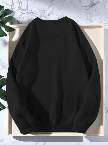 Мъжки ежедневен суитшърт с щампа Лондон - мек полиестер, кръгло деколте, еластична кройка