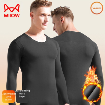 Catman Στενή εφαρμογή Ανδρικό Βασικό Θερμικό Εσώρουχο με Διχτυωτό, Αναπνεύσιμο Μονό Τεμάχιο Φθινοπωρινά Ρούχα Λεπτό Μπλούζα με Στρογγυλή Λαιμόκοψη Φθινόπωρο και Χειμώνας