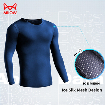 Catman Στενή εφαρμογή Ανδρικό Βασικό Θερμικό Εσώρουχο με Διχτυωτό, Αναπνεύσιμο Μονό Τεμάχιο Φθινοπωρινά Ρούχα Λεπτό Μπλούζα με Στρογγυλή Λαιμόκοψη Φθινόπωρο και Χειμώνας