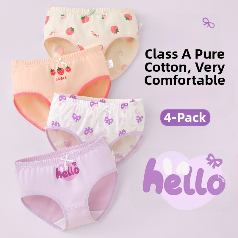 Vaikiški mergaičių apatiniai trikampio formos medvilniniai A klasės medvilniniai 6-12 metų mergaitėms, šortai be segtukų, urmu