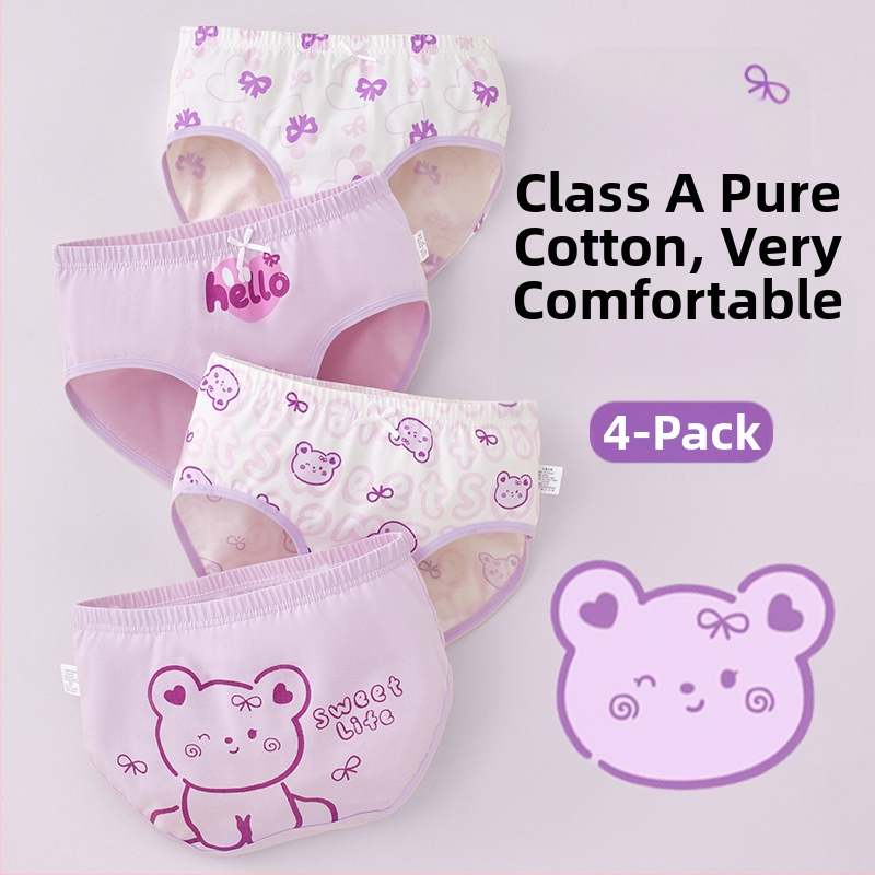 Vaikiški mergaičių apatiniai trikampio formos medvilniniai A klasės medvilniniai 6-12 metų mergaitėms, šortai be segtukų, urmu