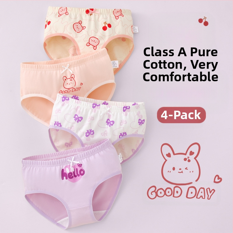 Vaikiški mergaičių apatiniai trikampio formos medvilniniai A klasės medvilniniai 6-12 metų mergaitėms, šortai be segtukų, urmu