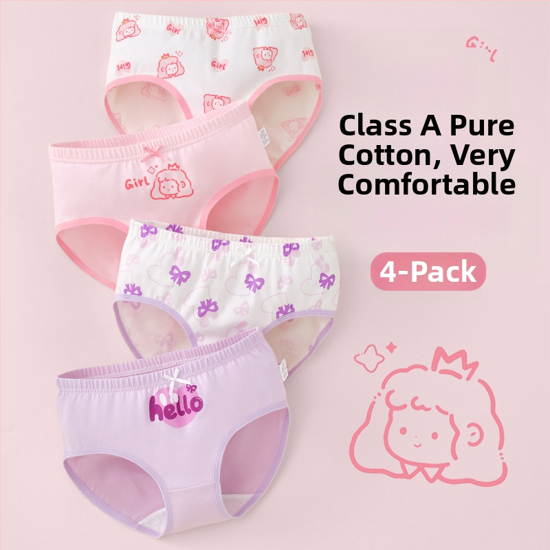 Vaikiški mergaičių apatiniai trikampio formos medvilniniai A klasės medvilniniai 6-12 metų mergaitėms, šortai be segtukų, urmu