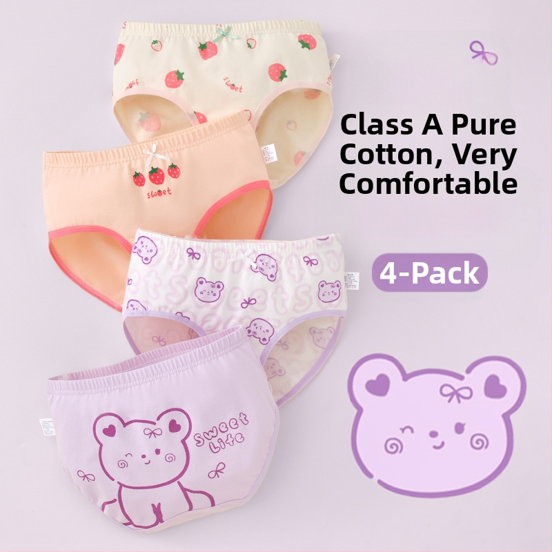 Vaikiški mergaičių apatiniai trikampio formos medvilniniai A klasės medvilniniai 6-12 metų mergaitėms, šortai be segtukų, urmu