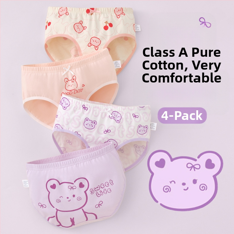 Vaikiški mergaičių apatiniai trikampio formos medvilniniai A klasės medvilniniai 6-12 metų mergaitėms, šortai be segtukų, urmu