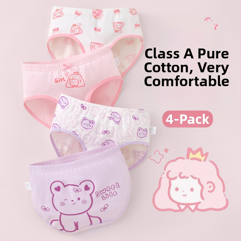 Vaikiški mergaičių apatiniai trikampio formos medvilniniai A klasės medvilniniai 6-12 metų mergaitėms, šortai be segtukų, urmu