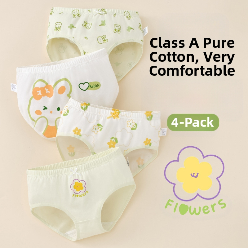 Vaikiški mergaičių apatiniai trikampio formos medvilniniai A klasės medvilniniai 6-12 metų mergaitėms, šortai be segtukų, urmu