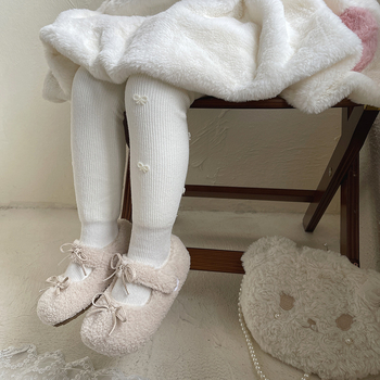 hotmoon Winter New Small Pearl Bow laste beebiõpilase fliisvoodriga paksendatud retuusid naistele