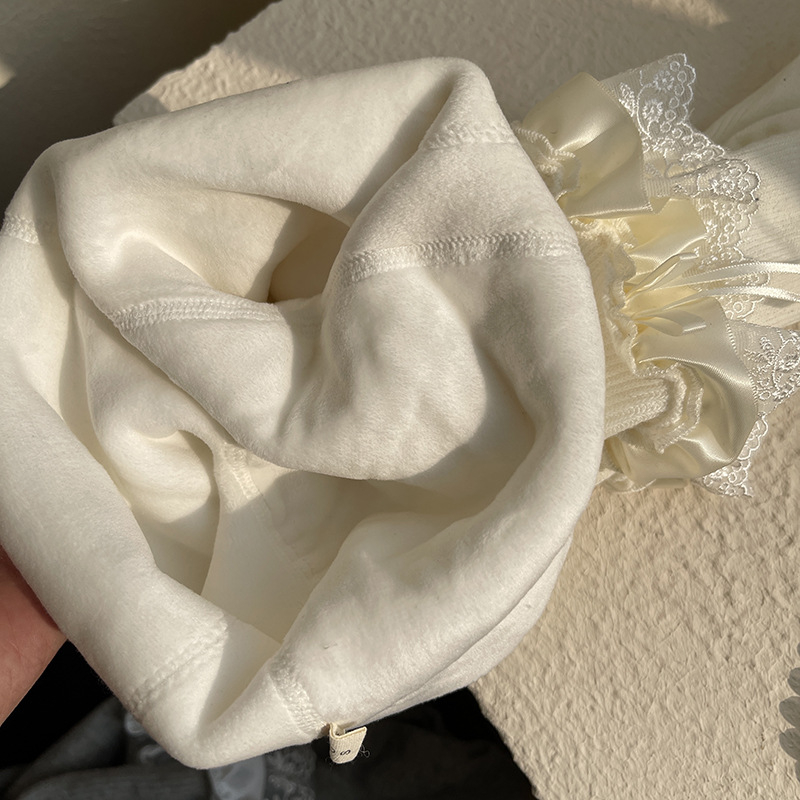 hotmoon Winter New Small Pearl Bow laste beebiõpilase fliisvoodriga paksendatud retuusid naistele