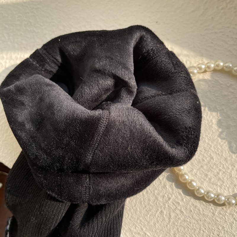 hotmoon Winter New Small Pearl Bow laste beebiõpilase fliisvoodriga paksendatud retuusid naistele