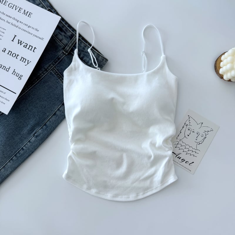 Top de vară pentru femei, cu croială slim fit, plisat, fără mâneci, cu design dulce și picant