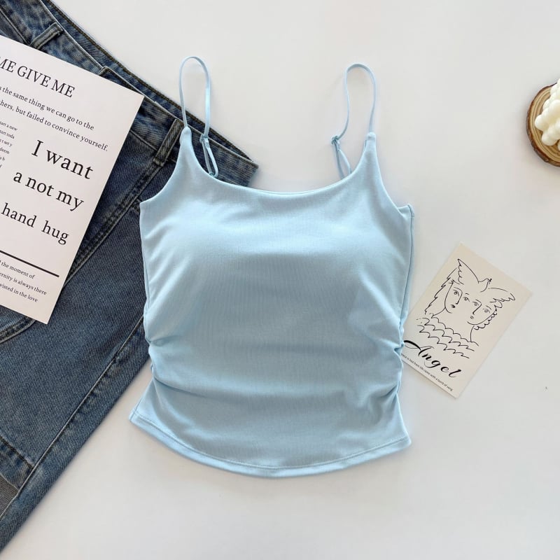 Top de vară pentru femei, cu croială slim fit, plisat, fără mâneci, cu design dulce și picant