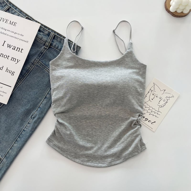 Top de vară pentru femei, cu croială slim fit, plisat, fără mâneci, cu design dulce și picant