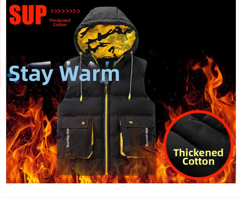 Яке за момчета с удебелен пух и памучна подплата, детска чанта за инструменти, стерео чанта с памучна подплата, яке в корейски стил за бебета, мъжки и дамски жилетки