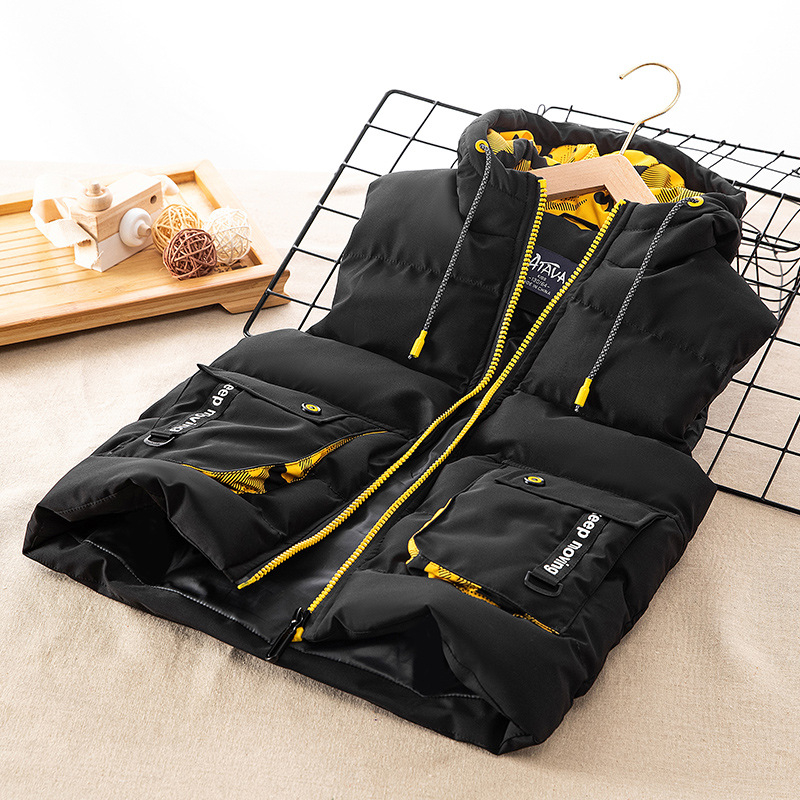 Poiste paksendatud udusulgedest puuvillase polsterdusega jope, laste tööriistade stereokott, puuvillase polsterdusega jope, Korea stiilis beebidele mõeldud meeste ja naiste vestiga jope