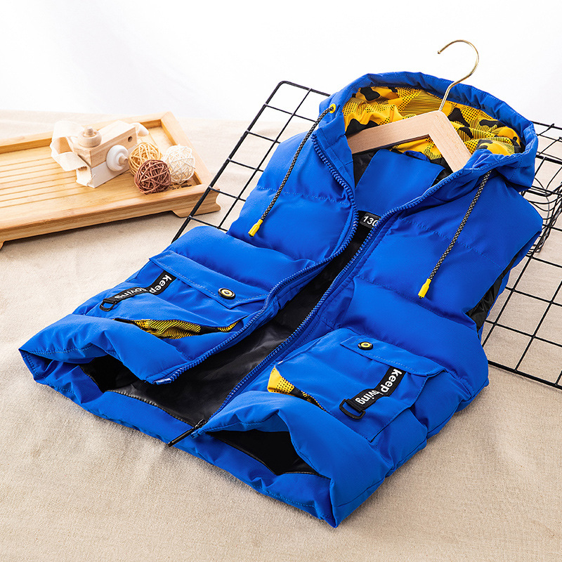 Poiste paksendatud udusulgedest puuvillase polsterdusega jope, laste tööriistade stereokott, puuvillase polsterdusega jope, Korea stiilis beebidele mõeldud meeste ja naiste vestiga jope