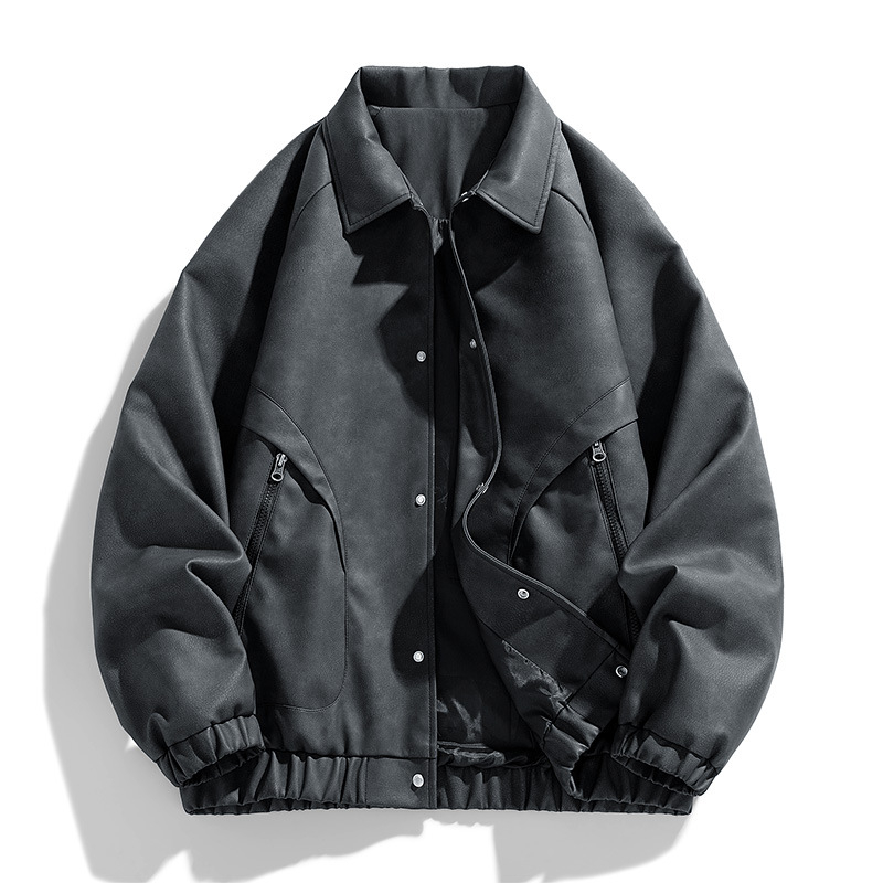 Moodsa brändi nägus vabaaja PU nahktagi meeste jope kevad- ja sügiskollektsioonist, uus suurte suurustega meeste top Korea stiilis revääriga nahktagi