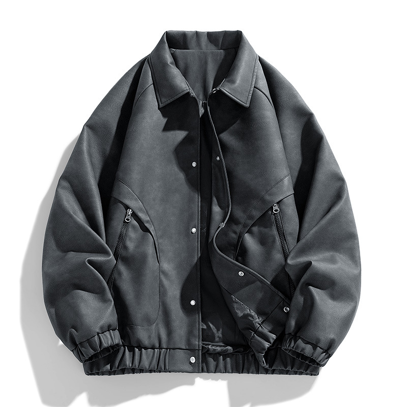 Moodsa brändi nägus vabaaja PU nahktagi meeste jope kevad- ja sügiskollektsioonist, uus suurte suurustega meeste top Korea stiilis revääriga nahktagi