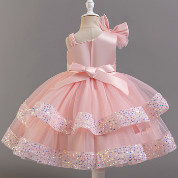 Rochie de seară pentru copii, cu paiete pufoase, prințesă, en-gros, cu fustă de plasă