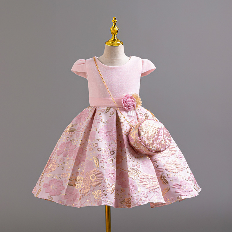 Djevojačka trodimenzionalna haljina s printom i šljokicama, luksuzna haljina princeze za rođendan, dječja haljina za scensku predstavu